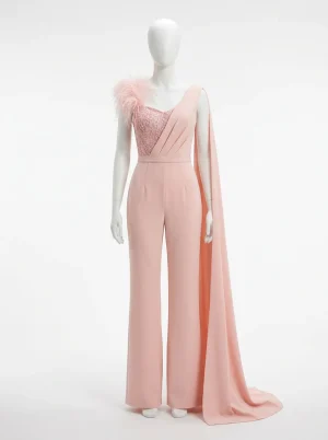 Combinaison pantalon asymétrique brodée cérémonie femme raffinée - Vue 1 - Combinaison pantalon