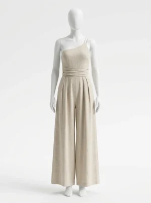 Combinaison pantalon asymétrique jambe large femme élégante - Vue 1 - Combinaison pantalon