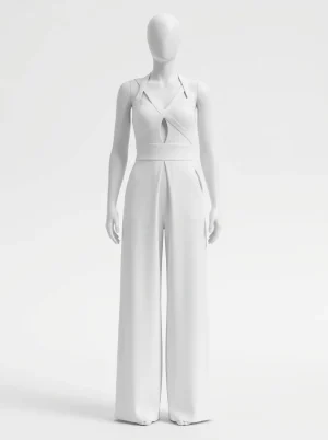 Combinaison pantalon bretelles croisées décolleté v femme - Vue 1 - Combinaison pantalon