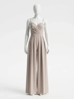 Combinaison pantalon bretelles fines silhouette évasée femme - Vue 1 - Combinaison pantalon