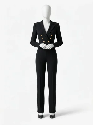 Combinaison pantalon bureau femme double boutonnage raffinée - Vue 1 - Combinaison pantalon