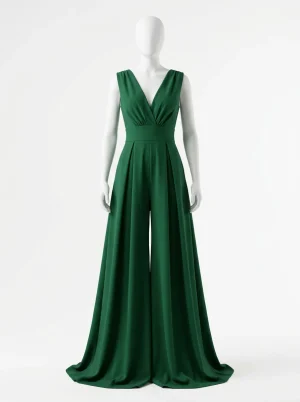 Combinaison pantalon cérémonie décolleté v jambes évasées femme - Vue 1 - Combinaison pantalon