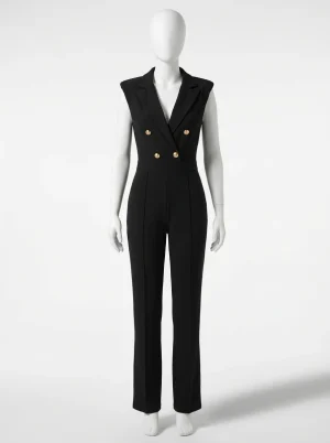 Combinaison pantalon cérémonie femme boutons dorés sophistiquée - Vue 1 - Combinaison pantalon