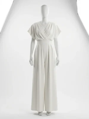 Combinaison pantalon cérémonie femme fluide cache-cœur - Vue 1 - Combinaison pantalon