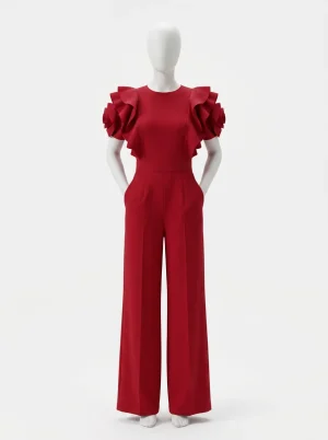 Combinaison pantalon cérémonie femme manches couture évasée - Vue 1 - Combinaison pantalon