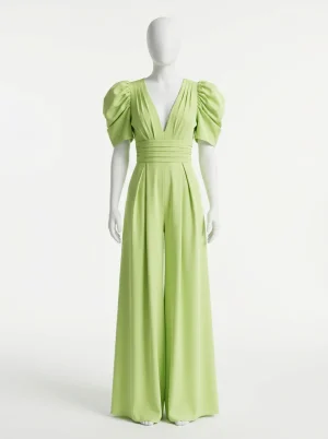 Combinaison pantalon cérémonie femme manches bouffantes dos nu - Vue 1 - Combinaison pantalon