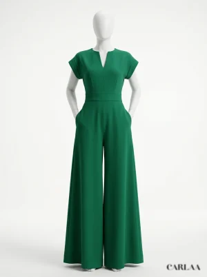 Combinaison pantalon cérémonie femme moderne col v fluide - Vue 1 - Combinaison pantalon