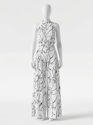 Combinaison pantalon cérémonie imprimé artistique épaules dégagées femme - Vue 1 - Combinaison pantalon