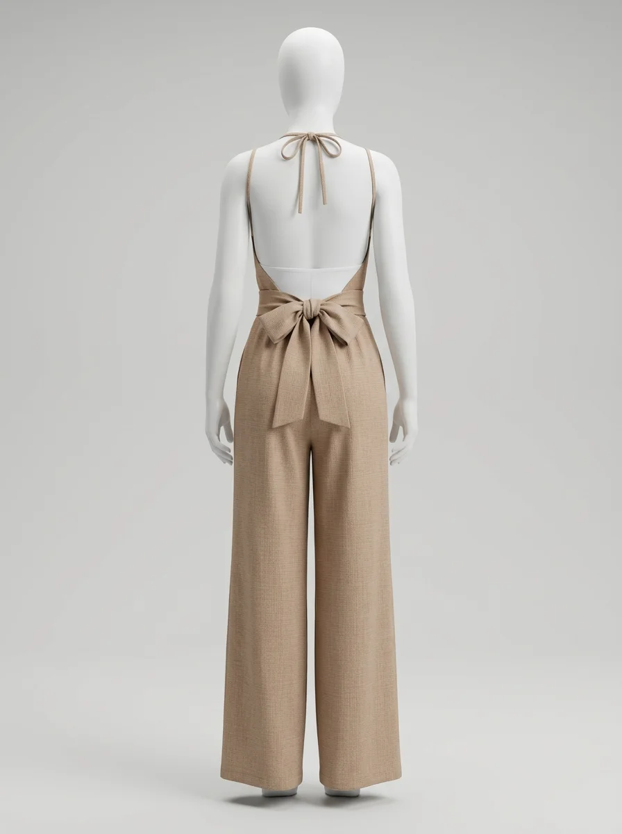 Combinaison pantalon cérémonie minimaliste jambe large femme - Vue 2 - Combinaison pantalon