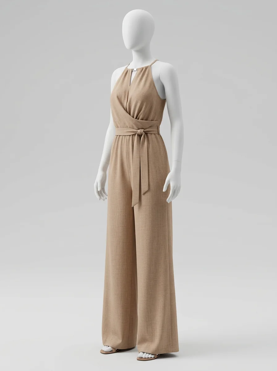 Combinaison pantalon cérémonie minimaliste jambe large femme - Vue 3 - Combinaison pantalon
