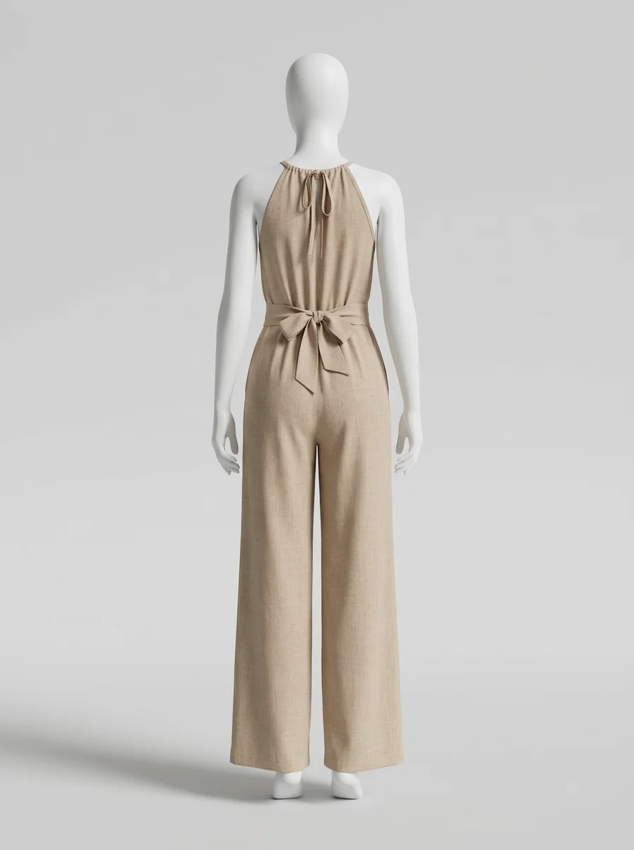 Combinaison pantalon cérémonie minimaliste jambe large femme - Vue 5 - Combinaison pantalon