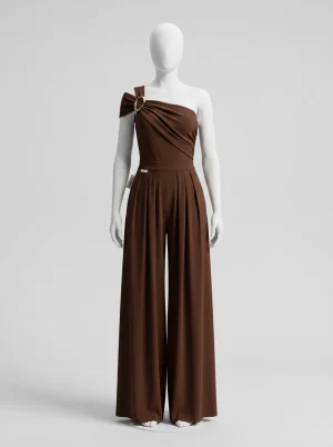 Combinaison pantalon cocktail asymétrique buste drapé femme - Vue 1 - Combinaison pantalon