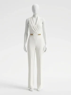 Combinaison pantalon col drapé taille marquée femme raffinée - Vue 1 - Combinaison pantalon