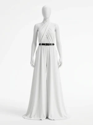 Combinaison pantalon col halter croisé fluide femme élégante - Vue 1 - Combinaison pantalon