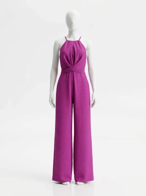 Combinaison pantalon col halter drapé soirée femme - Vue 1 - Combinaison pantalon