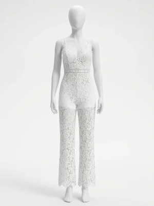 Combinaison pantalon coton ajouré mariage femme sophistiquée - Vue 1 - Combinaison pantalon