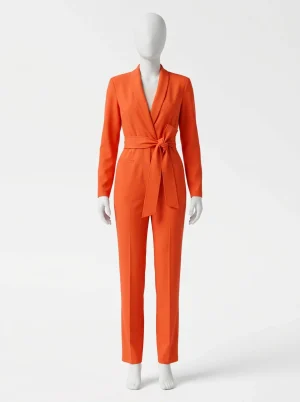 Combinaison pantalon coton femme distinguée manches longues ajustée - Vue 1 - Combinaison pantalon