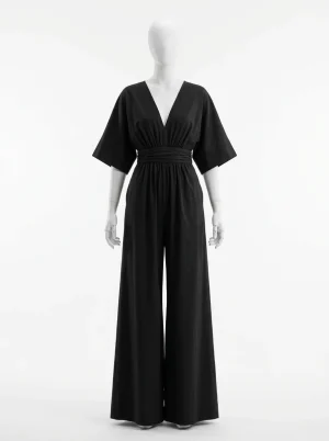 Combinaison pantalon coton fluide décolleté v femme gracieuse - Vue 1 - Combinaison pantalon