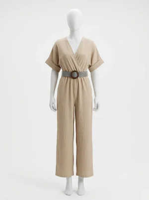 Combinaison pantalon coton manches courtes femme élégante - Vue 1 - Combinaison pantalon