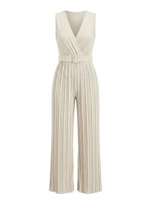 Combinaison pantalon coton plissée jambes larges femme élégante - Vue 1 - Combinaison pantalon