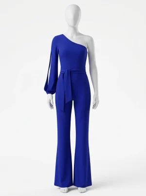 Combinaison pantalon décolleté asymétrique cérémonie femme sophistiquée - Vue 1 - Combinaison pantalon