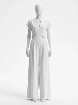 Combinaison pantalon décolleté v manches courtes femme active - Vue 1 - Combinaison pantalon