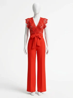 Combinaison pantalon dentelle festonnée cérémonie femme élégante - Vue 1 - Combinaison pantalon