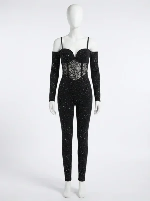 Combinaison pantalon dentelle taille scintillante soirée festive - Vue 1 - Combinaison pantalon
