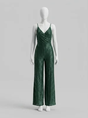 Combinaison pantalon étincelante corsage croisé femme élégante - Vue 1 - Combinaison pantalon