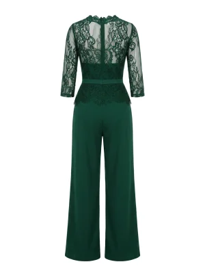 Combinaison pantalon femme cérémonie dentelle transparente ajustée - Vue 1 - Combinaison pantalon