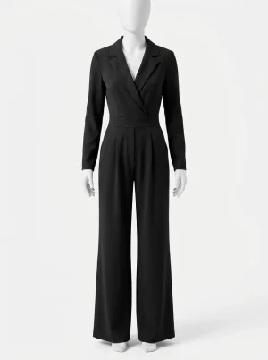 Combinaison pantalon femme manches longues silhouette valorisante élégante - Vue 1 - Combinaison pantalon