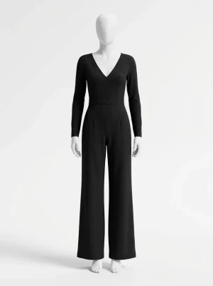 Combinaison pantalon jambes larges manches longues femme intemporelle - Vue 1 - Combinaison pantalon