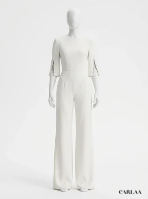 Combinaison pantalon manches fendues perles cérémonie femme - Vue 1 - Combinaison pantalon