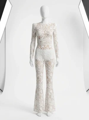 Combinaison pantalon nylon dentelle intégrale style romantique femme - Vue 1 - Combinaison pantalon