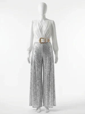 Combinaison pantalon scintillante large soirée femme raffinée - Vue 1 - Combinaison pantalon